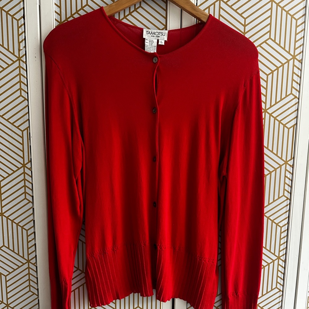 Red cardigan sweater size Large